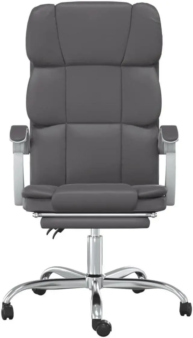 Alt view image 9 of 18 - vidaXL Reclining Office Chair Gray Faux Leather