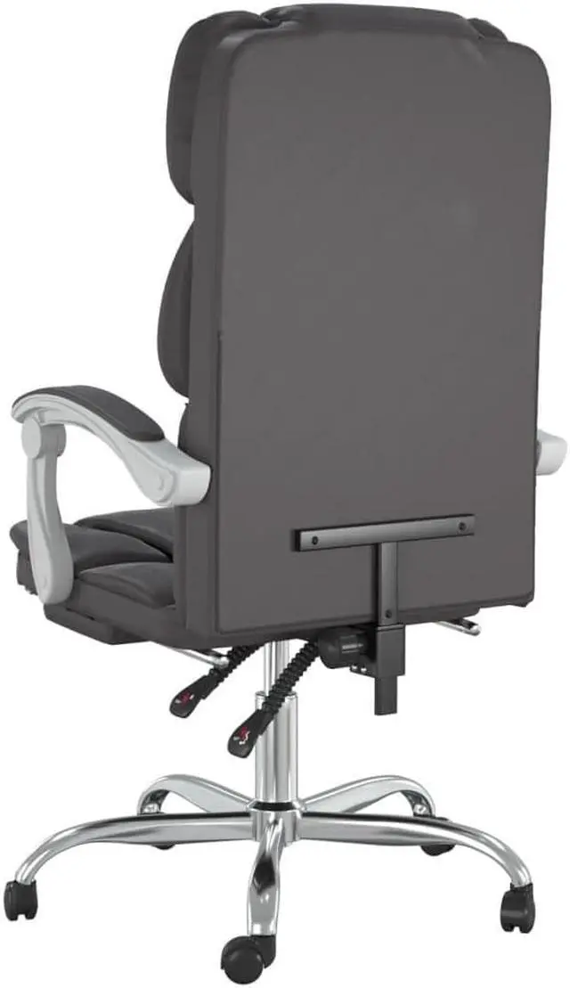 Alt view image 11 of 18 - vidaXL Reclining Office Chair Gray Faux Leather