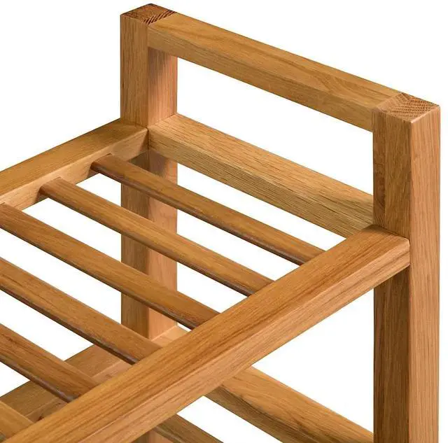 Alt view image 16 of 18 - vidaXL Solid Oak Wood Shoe Rack with 3 Shelves 23.6" Hallway Footwear Storage