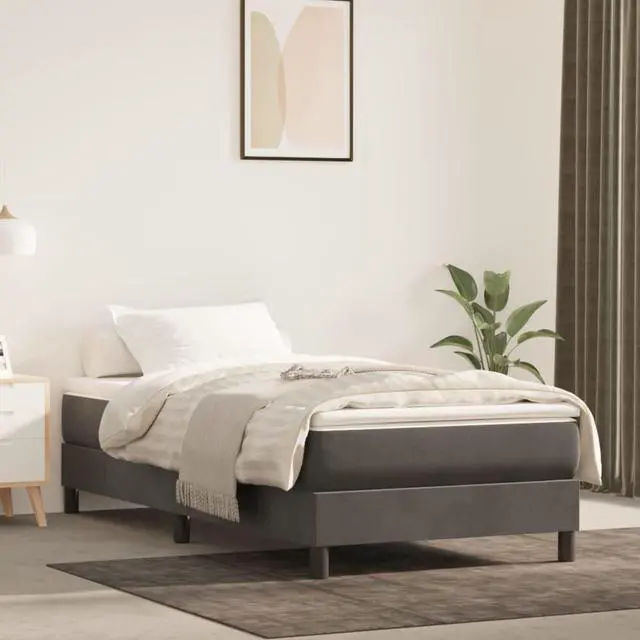 Alt view image 13 of 17 - vidaXL Bed Frame Base Bedroom Furniture Dark Gray 39.4"x74.8" Twin Velvet
