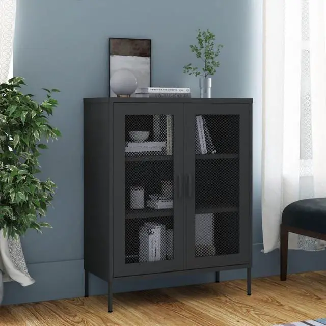 Alt view image 14 of 19 - vidaXL Storage Cabinet Anthracite 31.5" Steel Sideboard Side Cabinet Furniture