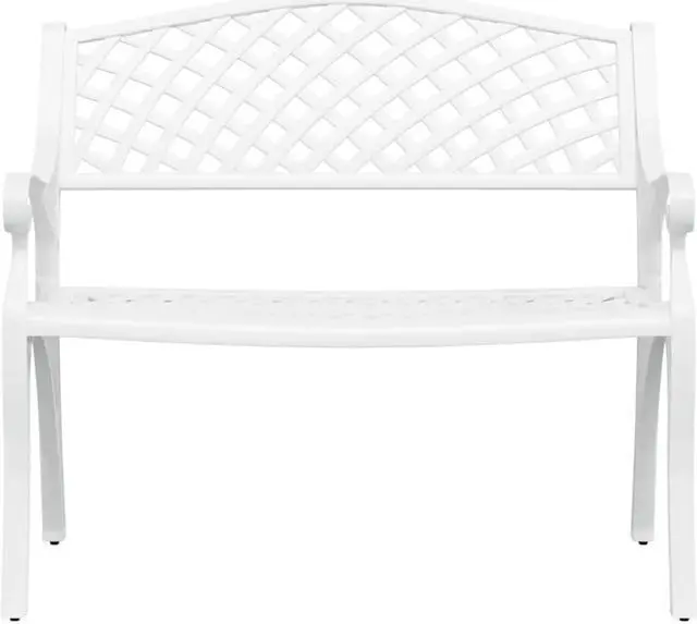 Alt view image 9 of 17 - vidaXL Patio Bench 40.2" Cast Aluminum White