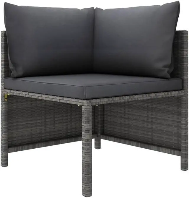 Alt view image 7 of 15 - vidaXL 4-Seater Patio Sofa with Cushions Gray Poly Rattan