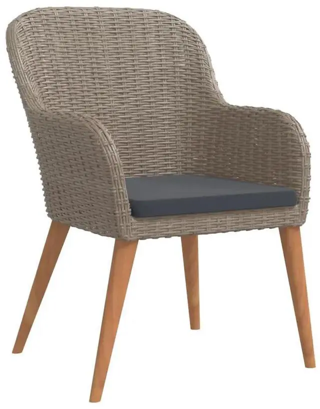 Alt view image 8 of 12 - vidaXL 3 Piece Patio Dining Set with Cushions Brown