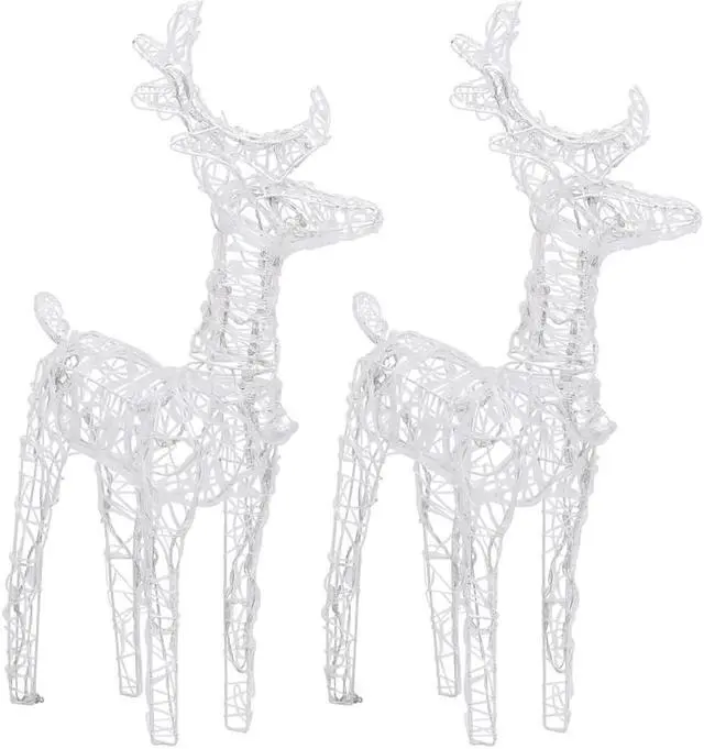 Alt view image 8 of 15 - vidaXL Christmas Reindeers 2 Pcs Light Display with 80 LEDs Cold White Acrylic