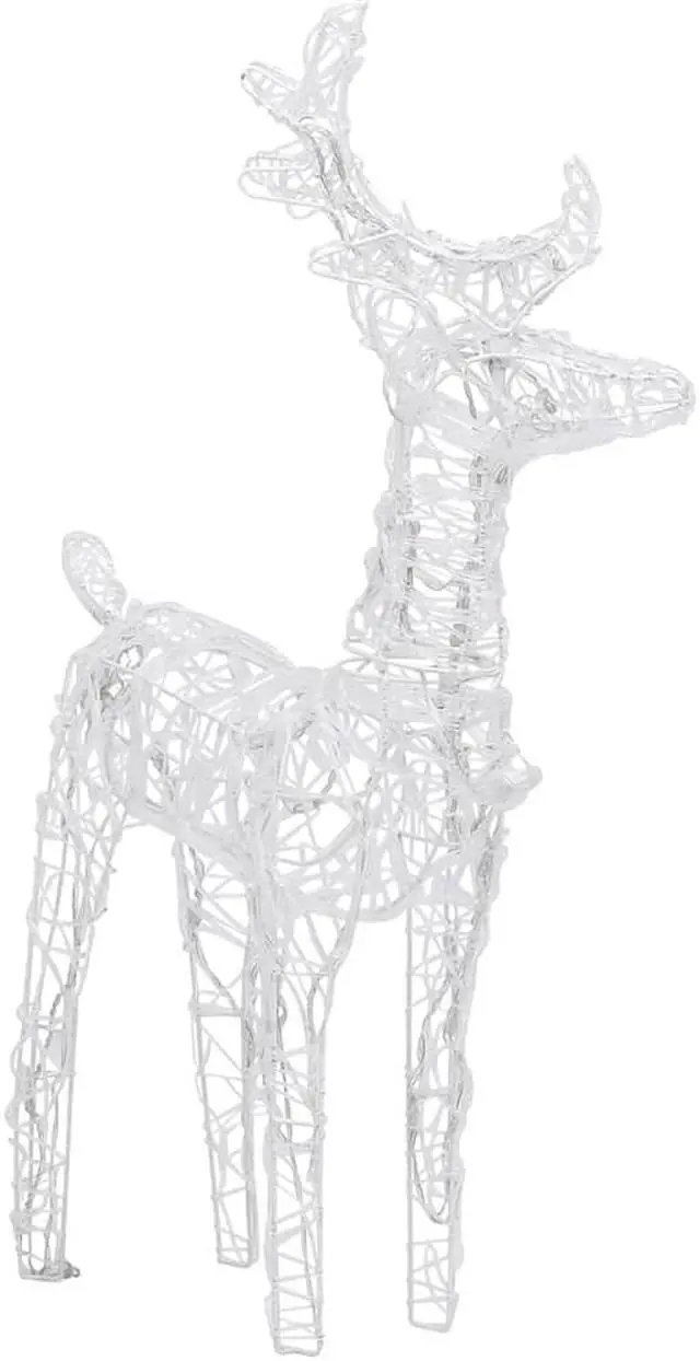 Alt view image 9 of 15 - vidaXL Christmas Reindeers 2 Pcs Light Display with 80 LEDs Cold White Acrylic