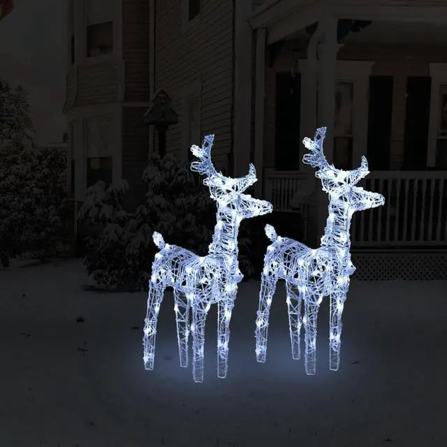 Alt view image 6 of 15 - vidaXL Christmas Reindeers 2 Pcs Light Display with 80 LEDs Cold White Acrylic