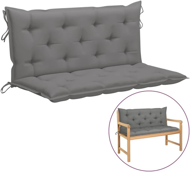 Alt view image 9 of 14 - vidaXL Indoor/Outdoor Bench Cushions 2 pcs, Patio Loveseat Cushions, Porch Swing Seat Cushions, Non-slip, Water-Repellent, Breathable, Resilient, Gray 47.2"x19.7"x2.8" Oxford Fabric