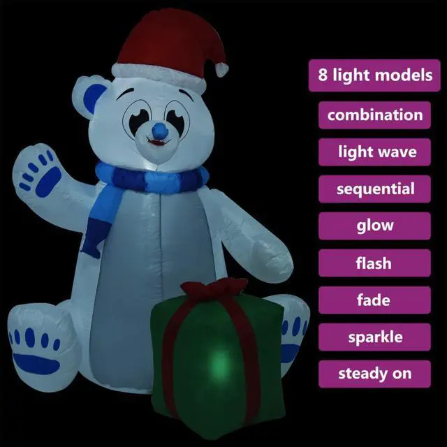 Alt view image 17 of 18 - vidaXL Christmas Inflatable Polar Bear LED Indoor and Outdoor 70.9" (US only)