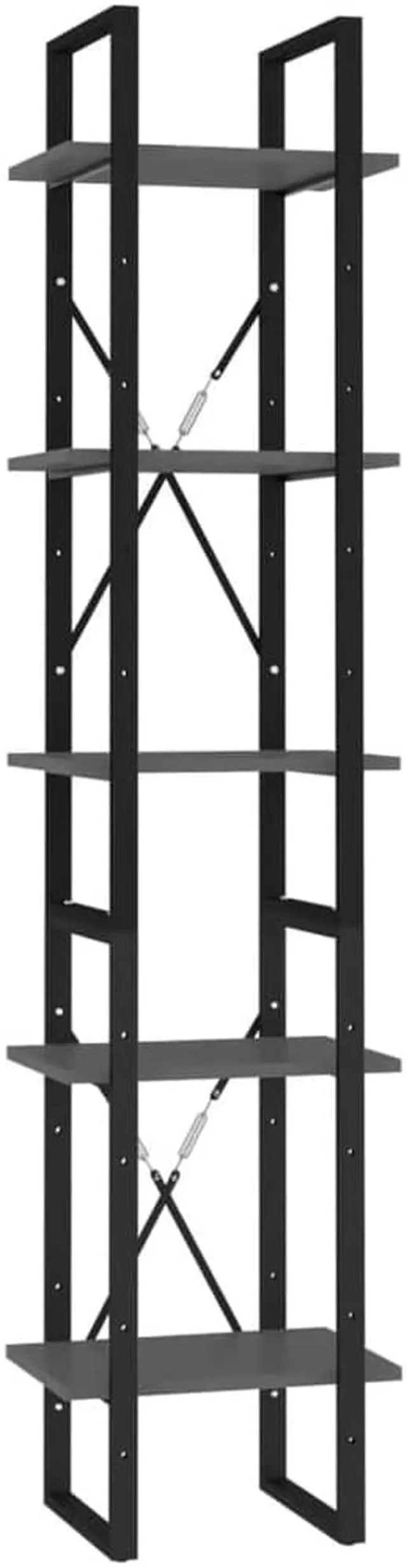 Alt view image 7 of 13 - vidaXL 5-Tier Book Cabinet Gray 15.7" x 11.8" x 69.9" Chipboard