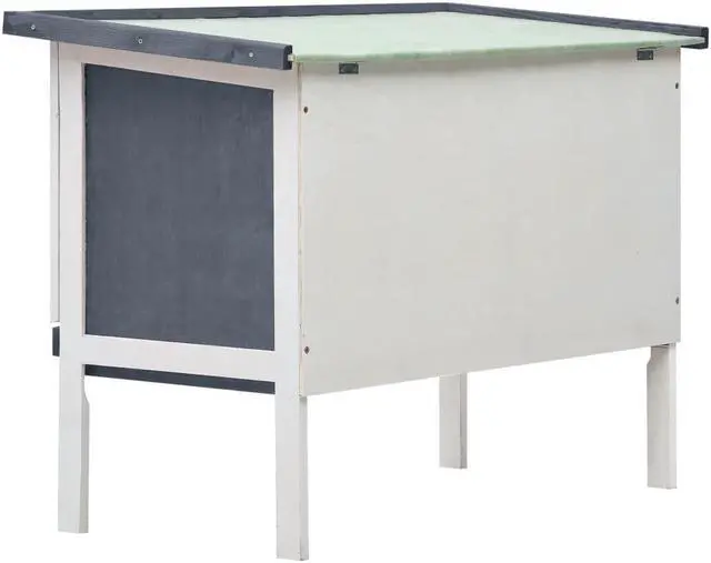 Alt view image 8 of 13 - vidaXL Outdoor Rabbit Hutch 1 Layer Gray Wood