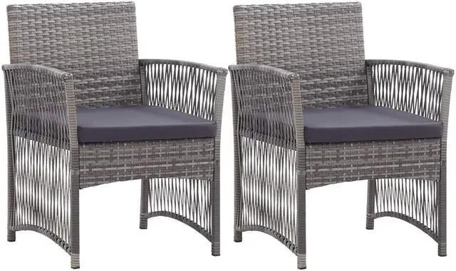 Alt view image 7 of 17 - vidaXL Patio Armchairs with Cushions 2 pcs Anthracite Poly Rattan