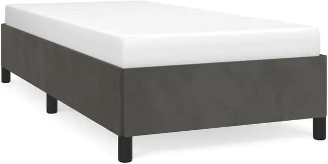 Alt view image 7 of 17 - vidaXL Bed Frame Dark Gray 39.4"x74.8" Twin Velvet