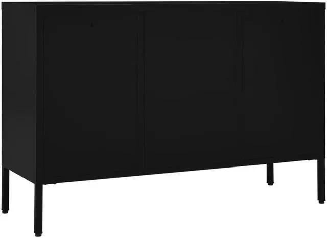Alt view image 2 of 15 - vidaXL Sideboard Black 41.3"x13.8"x27.6" Steel and Tempered Glass