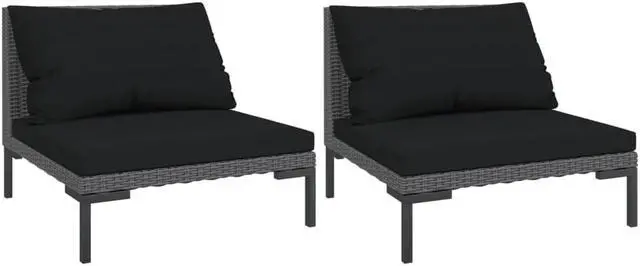Alt view image 6 of 14 - vidaXL Patio Sofas 2pcs with Cushions Half Round Poly Rattan