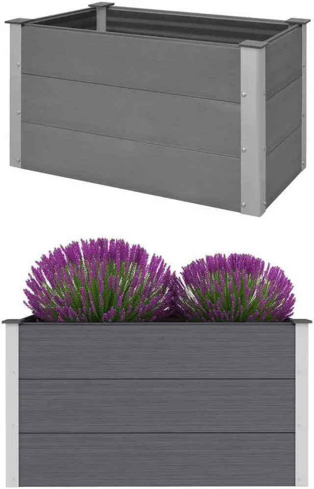 Alt view image 7 of 17 - vidaXL Garden Raised Bed WPC 39.4"x19.7"x21.3" Gray