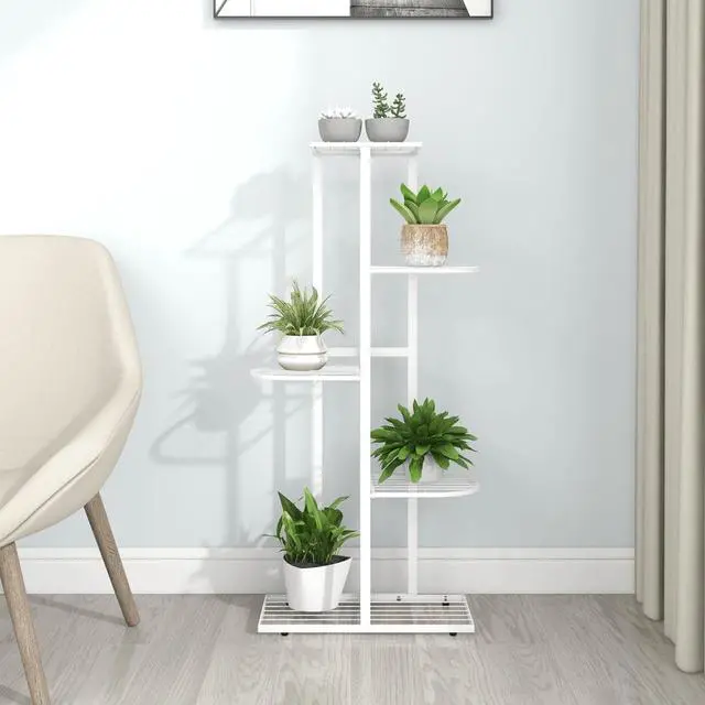 Alt view image 7 of 13 - vidaXL 5-Floor Flower Stand 16.9"x8.7"x38.6" White Metal