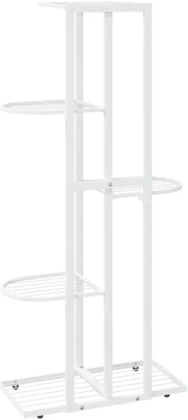 Alt view image 9 of 13 - vidaXL 5-Floor Flower Stand 16.9"x8.7"x38.6" White Metal