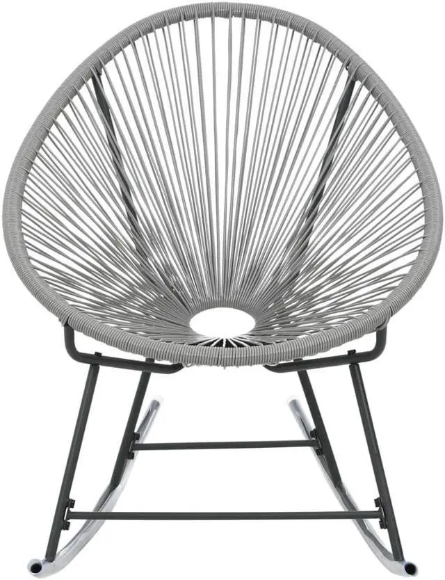 Alt view image 9 of 19 - vidaXL Outdoor Rocking Moon Chair Gray Poly Rattan