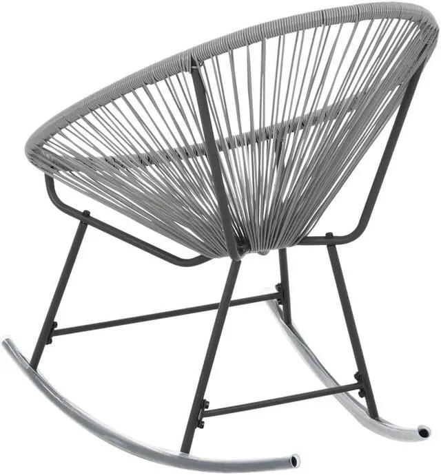 Alt view image 12 of 19 - vidaXL Outdoor Rocking Moon Chair Gray Poly Rattan