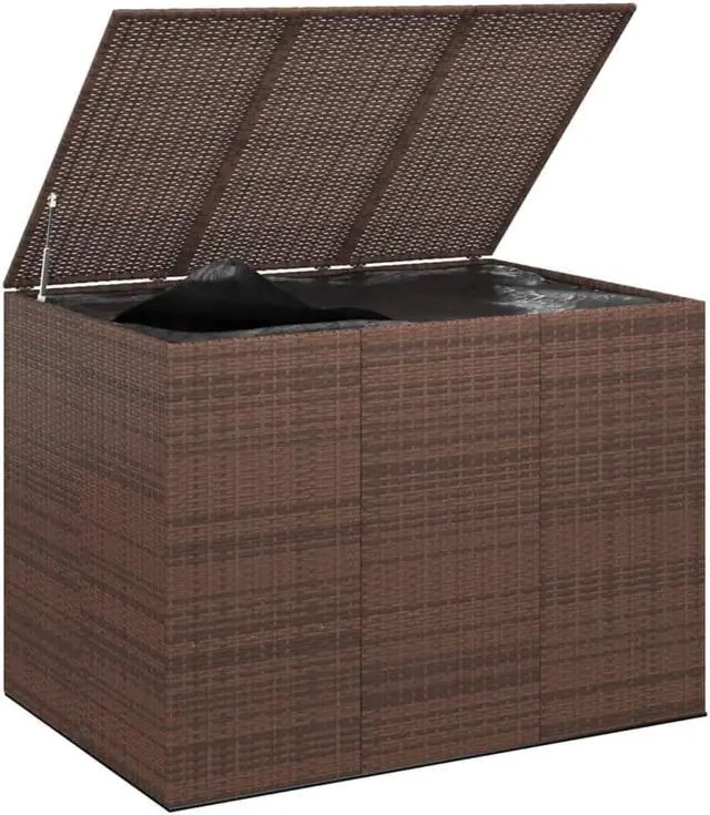 Alt view image 6 of 11 - vidaXL Patio Cushion Box PE Rattan Brown