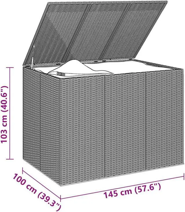Alt view image 7 of 11 - vidaXL Patio Cushion Box PE Rattan Brown