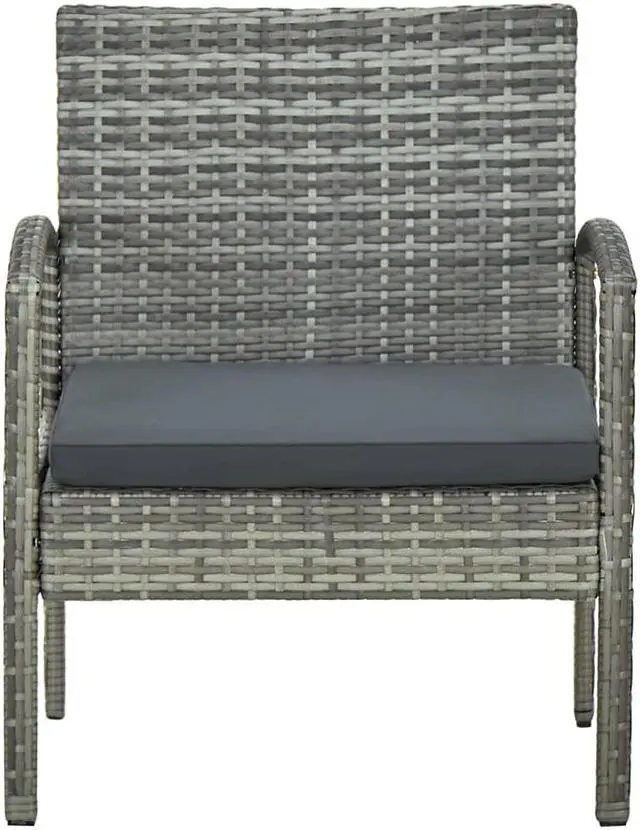 Alt view image 12 of 16 - vidaXL Patio Chair Patio Dining Chair for Deck with Cushion Poly Rattan Gray
