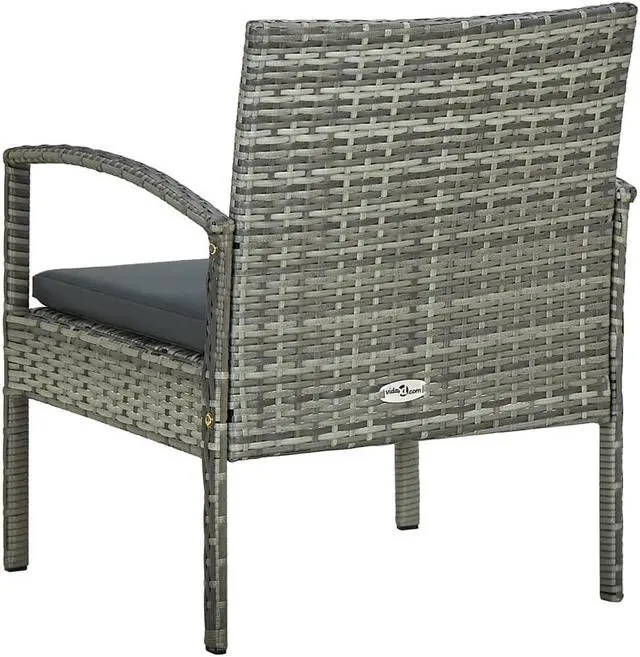 Alt view image 13 of 16 - vidaXL Patio Chair Patio Dining Chair for Deck with Cushion Poly Rattan Gray