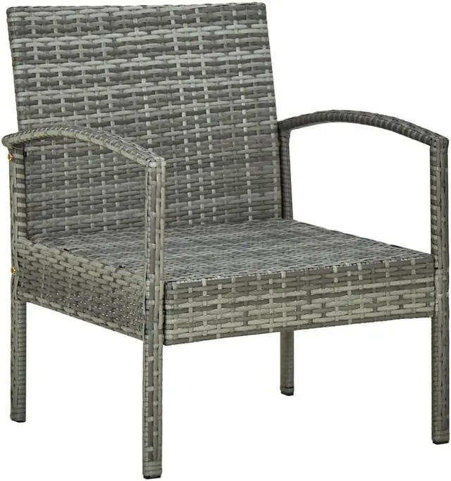Alt view image 14 of 16 - vidaXL Patio Chair Patio Dining Chair for Deck with Cushion Poly Rattan Gray