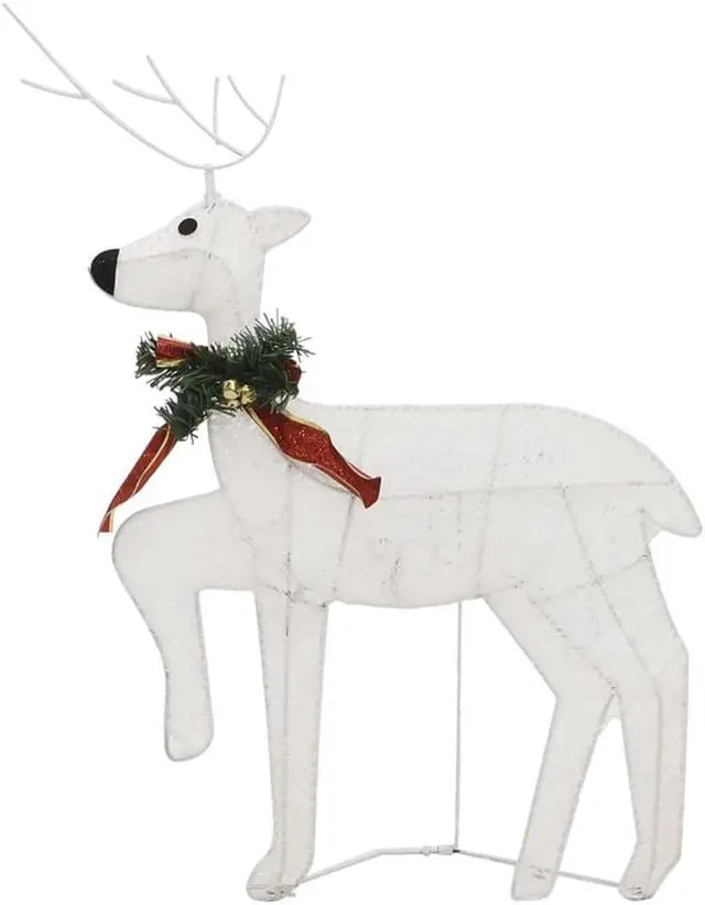 Alt view image 10 of 15 - vidaXL Lighted Reindeer and Sleigh Christmas Decoration with 60 LEDs White