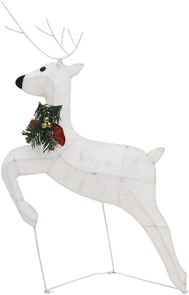 Alt view image 9 of 15 - vidaXL Lighted Reindeer and Sleigh Christmas Decoration with 60 LEDs White
