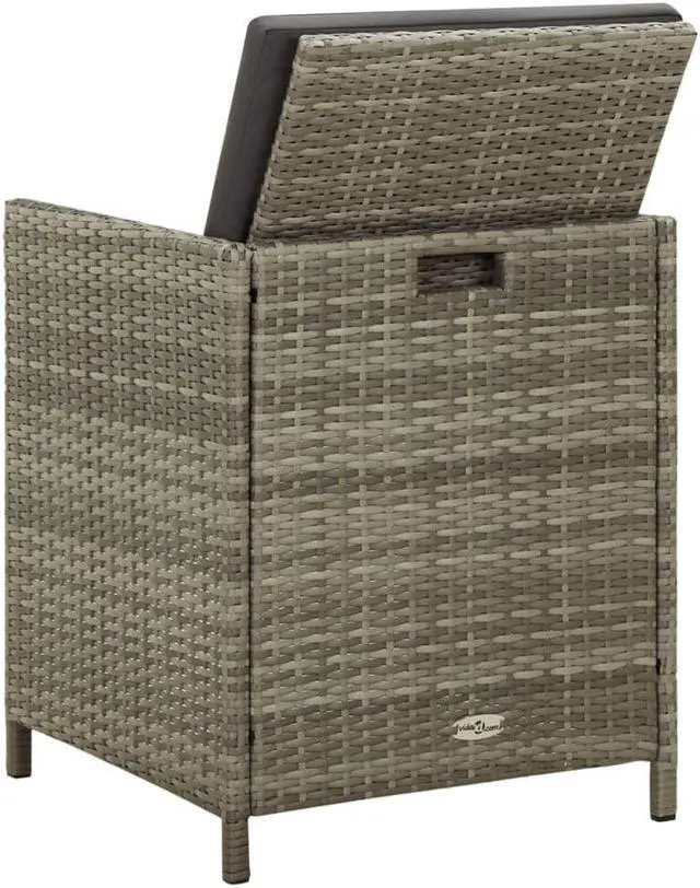 Alt view image 11 of 17 - vidaXL Garden Chair Set of 4 Grey PE rattan, powder-coated steel, fabric