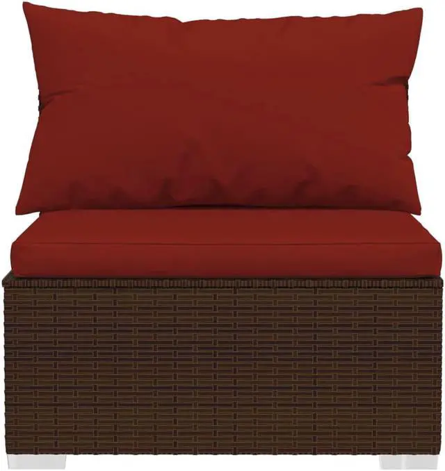 Alt view image 7 of 15 - vidaXL 3 Piece Patio Lounge Set with Cushions Poly Rattan Brown