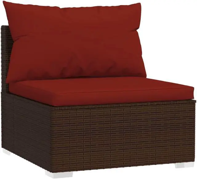 Alt view image 11 of 15 - vidaXL 3 Piece Patio Lounge Set with Cushions Poly Rattan Brown
