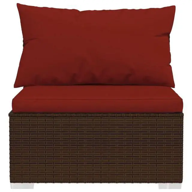 Alt view image 12 of 15 - vidaXL 3 Piece Patio Lounge Set with Cushions Poly Rattan Brown