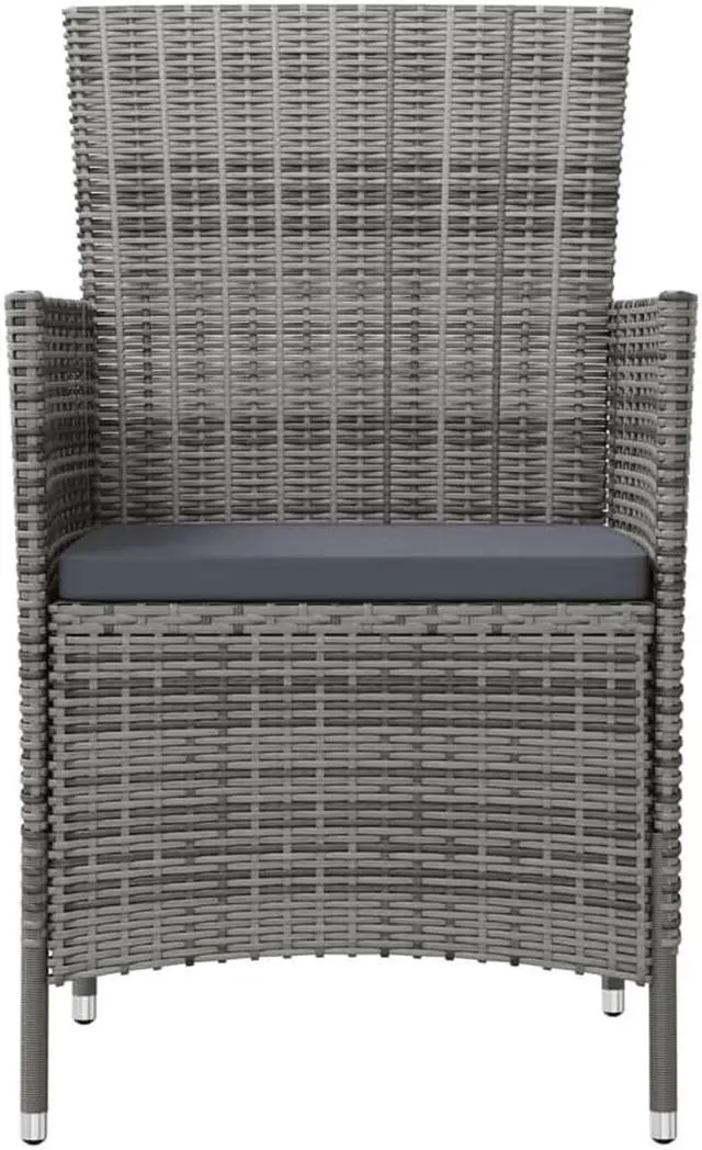 Alt view image 5 of 10 - vidaXL Patio Chairs with Cushions 4 pcs Poly Rattan Gray