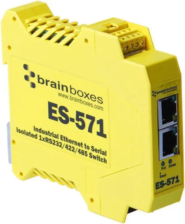 Alt view image 7 of 8 - Brainboxes ES-571 Brainboxes Es-571 Industrial Isolated Ethernet to Serial + Switch - 1 x Network (RJ-45) - 1 x Serial Port - Fast Ethernet - Rail-mountable