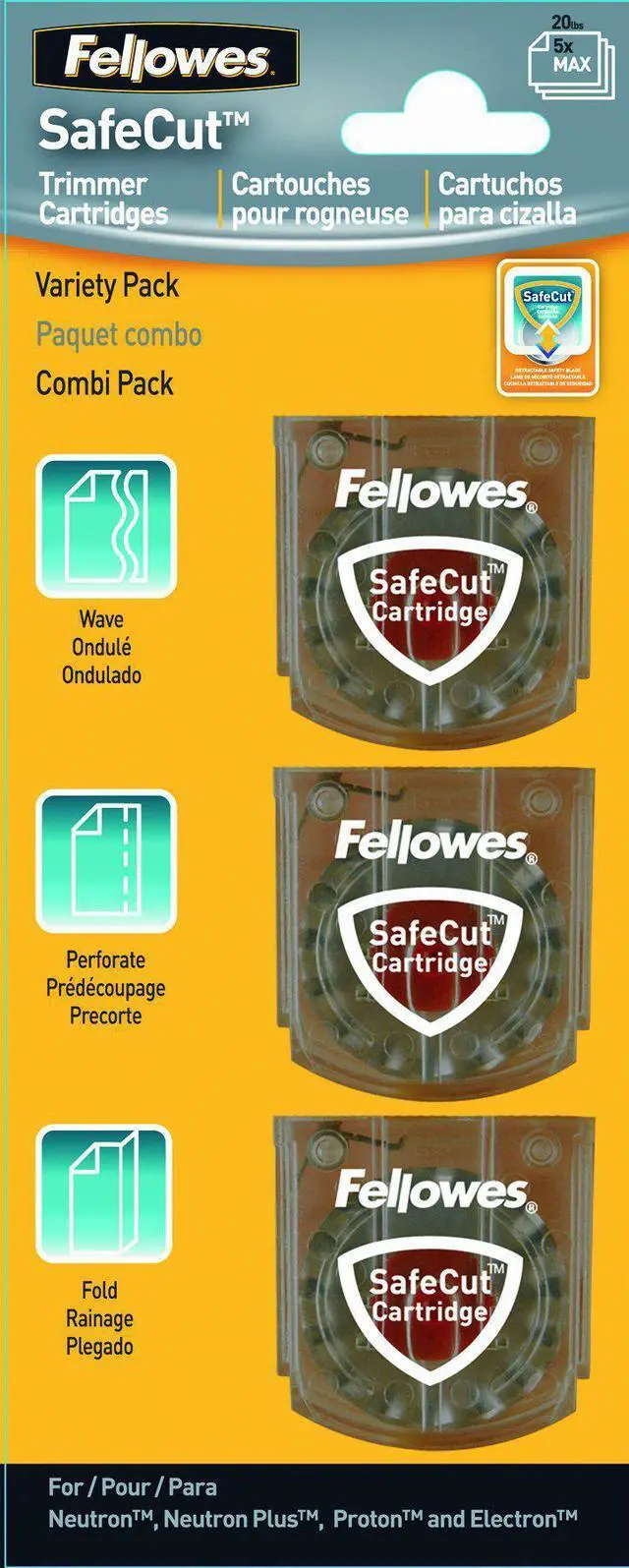 Alt view image 8 of 11 - Fellowes 5411304 Replacement Safecut Blade Cartridges - 3pk Assorted