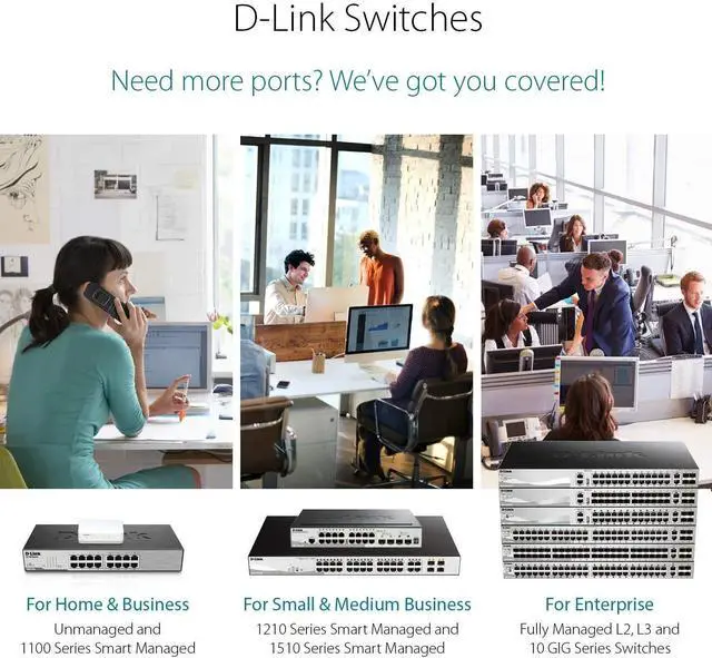 Alt view image 5 of 7 - 16-Port Unmanaged Ethernet Switch, Fanless, Sturdy Metal with Shielded Ports, QoS, Fanless, Port Isolation, Storm Control, Desktop/Rackmount, Energy Saving, Follows NDAA/TAA (DGS-1016D)