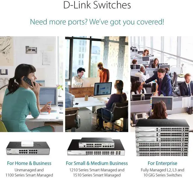 Alt view image 7 of 7 - 16-Port Unmanaged Ethernet Switch, Fanless, Sturdy Metal with Shielded Ports, QoS, Fanless, Port Isolation, Storm Control, Desktop/Rackmount, Energy Saving, Follows NDAA/TAA (DGS-1016D)