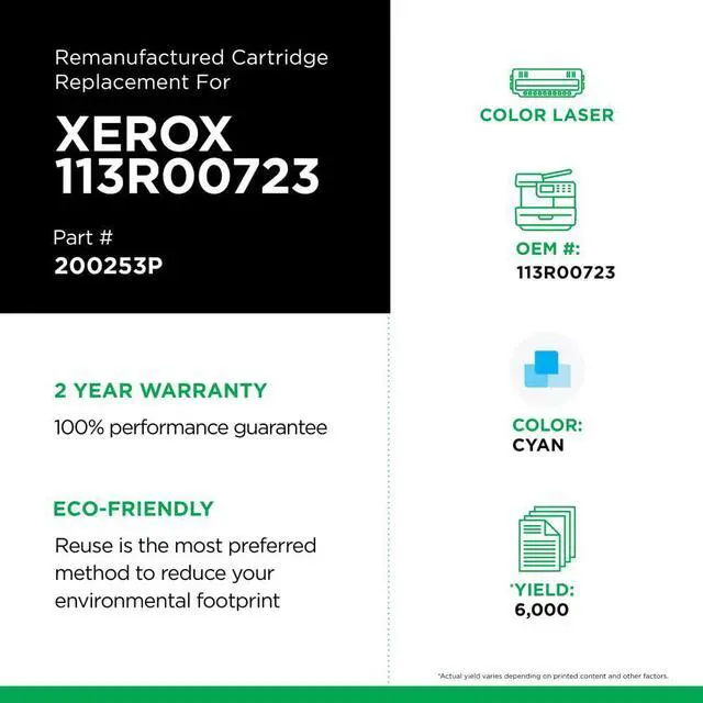 Alt view image 14 of 18 - Xerox High Capacity Cyan Toner Cartridge (6 000 Yield) 113R00723
