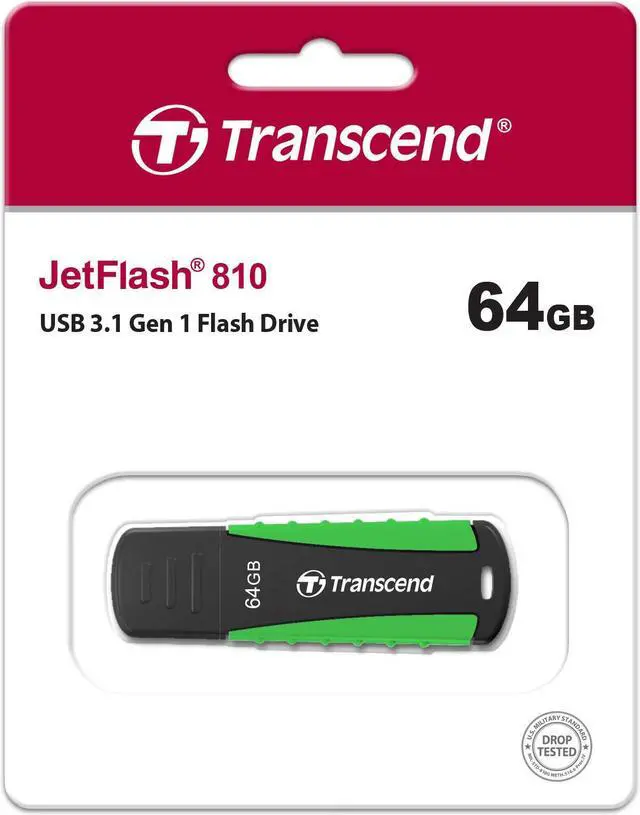 Alt view image 12 of 15 - Transcend JetFlash 810 64 GB USB 3.0 Flash Drive - Black, Green
