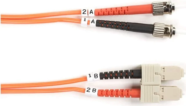 Alt view image 4 of 5 - OM2 50/125 MULTIMODE FIBER OPTIC PATCH CABLE - OFNR PVC, ST TO SC, ORANGE, 3-M (
