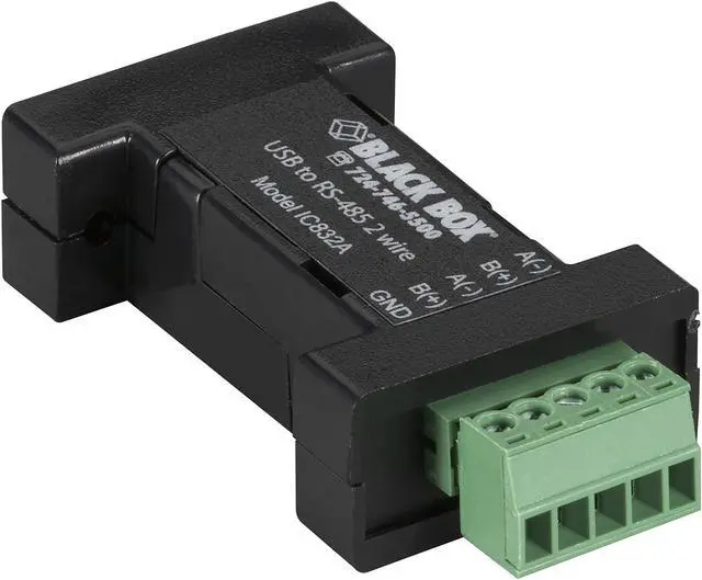 Alt view image 9 of 10 - Black Box DB9 Mini Converter (USB to Serial) USB/RS-485 (2-wire Terminal Block)