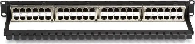 Alt view image 8 of 10 - Black Box JPM816A-HD CAT6 Patch Panel - Feed-Through, High-Density, 1U, Shielded, 48-Port