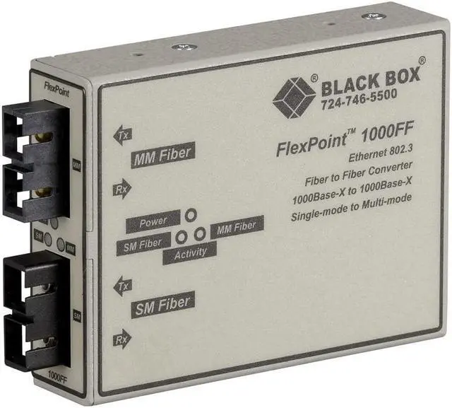 Alt view image 6 of 7 - Black Box Network Services LMC1001A FlexPoint 1000 Mbps Fiber-to-Fiber Mode Converter