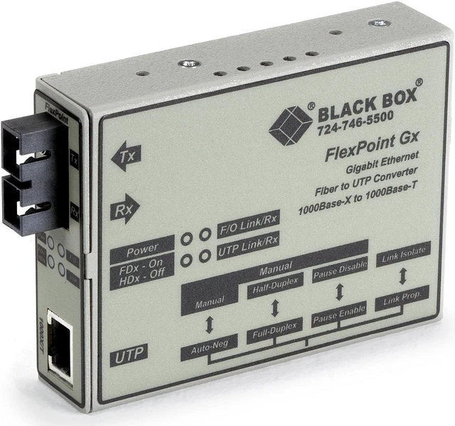 Alt view image 2 of 3 - Black Box LMC1004A-R3 FlexPoint Gigabit Ethernet (1000-Mbps) Media Converter