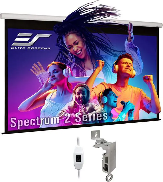 Alt view image 2 of 2 - elite screens spectrum2, 100inch 16:9, 12inch drop, electric motorized drop down projection projector screen, spm100he12