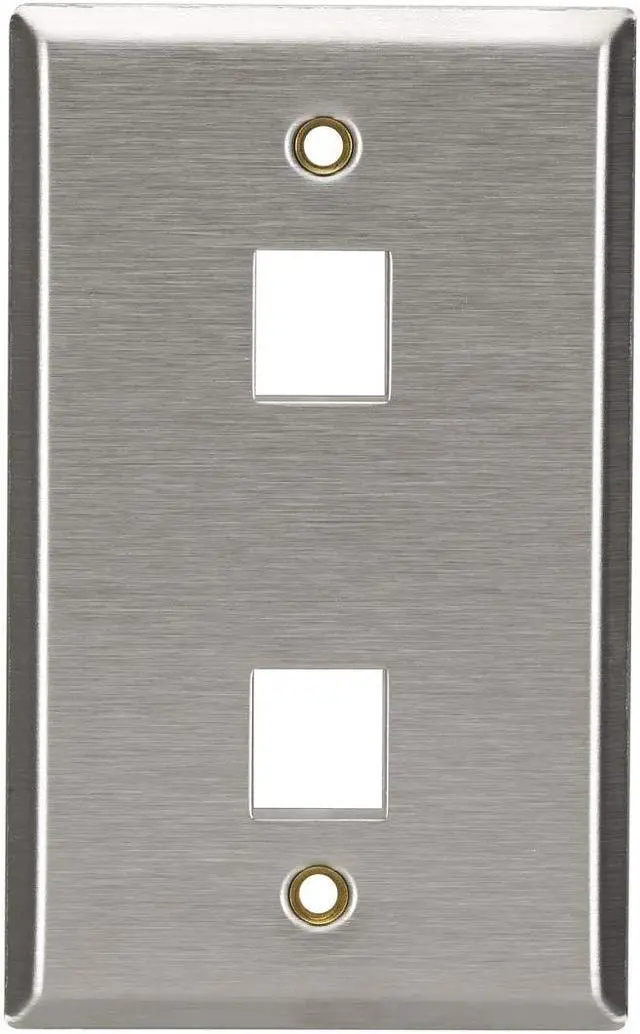 Alt view image 8 of 9 - Black Box WP371 Keystone Wallplate - Stainless Steel, Single-Gang, 2-Port