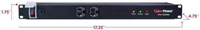 Alt view image 11 of 12 - CyberPower CPS1220RMS 15' 12 Outlets 1800 joule Surge Protector